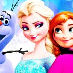 Olaf, Elsa and Anna in Disney