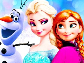 Olaf, Elsa and Anna in Disney