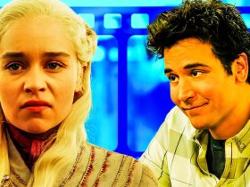 Emilia Clarke as Daenerys Targaryen from Game of Thrones and Josh Radnor as Ted Mosby from How I Met Your Mother