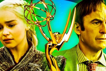 Custom image of Emmy award with Emilia Clarke as Daenerys Targaryen on the left and Bob Odenkirk as Saul Goodman on the right