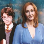 Young Daniel Radcliffe as Harry Potter and JK Rowling