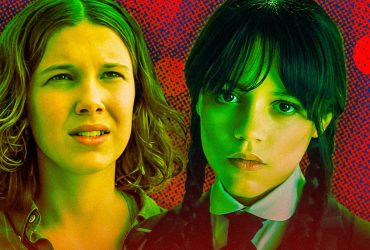 millie-bobby-brown-as-eleven-jane-hopper-from-stranger-things-&-Jenna-Ortega-as-Wednesday-Addams,-Goody-Addams-from-wednesday