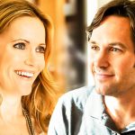 A custom image of Leslie Mann as Debbie and Paul Rudd as Pete smiling towards one another.