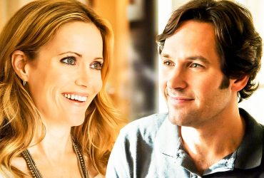 A custom image of Leslie Mann as Debbie and Paul Rudd as Pete smiling towards one another.