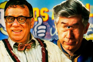 A custom image of Fred Armisen as DJ Carl and Chris Parnell as Overseer Benjamin against a backdrop of Fallout imagery