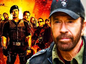 Collage of Chuck Norris and the Expendables cast